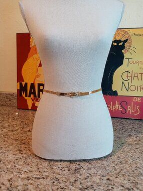 Vintage Gold Tone Chain Mail Mesh Skinny Belt Small